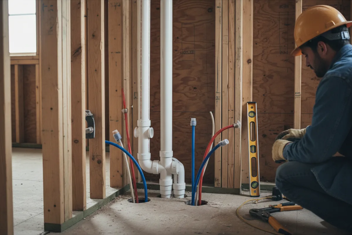 Drain and supply rough-in during Leak Detection in Saint Ann